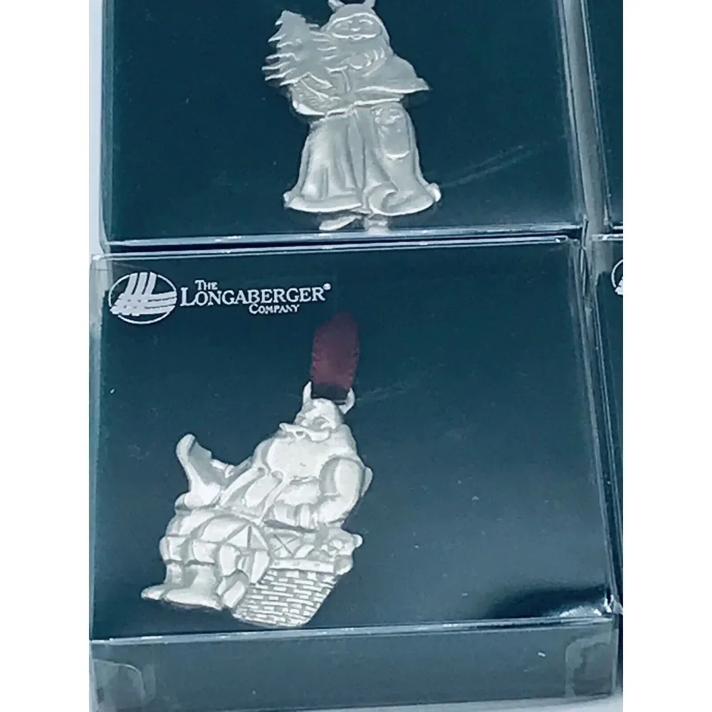 LONGABERGER Pewter Tie-Ons / Ornaments - Santa, Kris Kringle, Christmas 1993‎